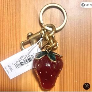 Coach Red Strawberry Bag Charm Keyring